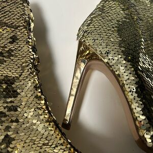 Gold Sequin High Heels booties